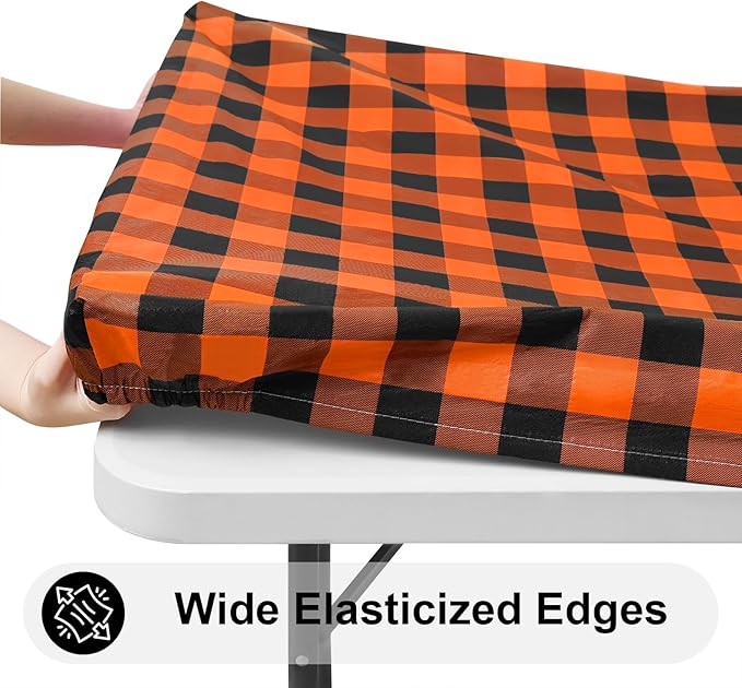 Smiry Rectangle Picnic Table Cloth, Elastic Waterproof Fitted Vinyl Tablecloths - Image 2
