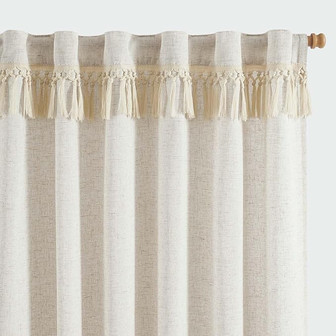 jinchan Linen Curtains for Living Room Bedroom Light Filtering Semi Sheer by JINCHAN