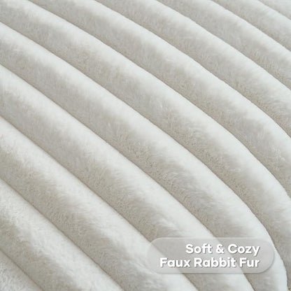 FUTEI Cream Throw Pillow Covers Set of 2, 26x26 Inch Striped Texture Euro - Image 2