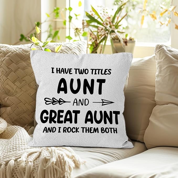 Great Aunt Gifts Throw Pillow Covers 18x18, Christmas Great Aunt Auntie - Image 5