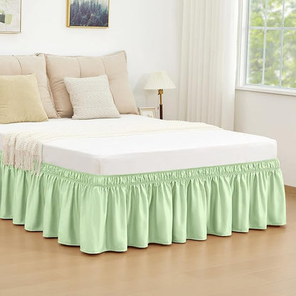RIMELA Bed Skirt Queen Size Baby Green 15 Inch Drop, Wrap Around Elastic - Image 7