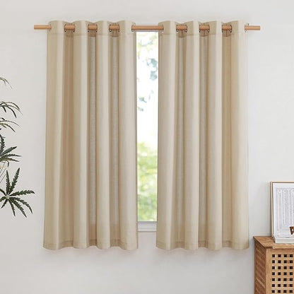 NICETOWN Thick Linen Blend Flax Angora Curtains 63 inches Long, Grommet Linen by NICETOWN