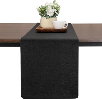Table Runners 55 Inches Long, Dual-Sided Faux Leather Farmhouse Table Runner by Chitomars
