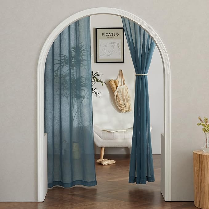 NICETOWN Linen Blend Semi Sheer Curtains, Grommet Top Privacy - Image 2