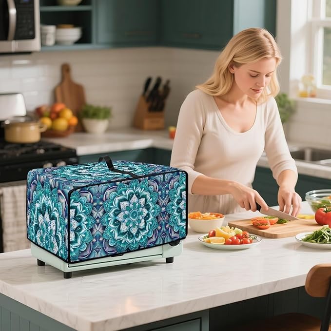 Boho Mandala Lotus Flower Print Microwave Oven Dust Cover - Image 3