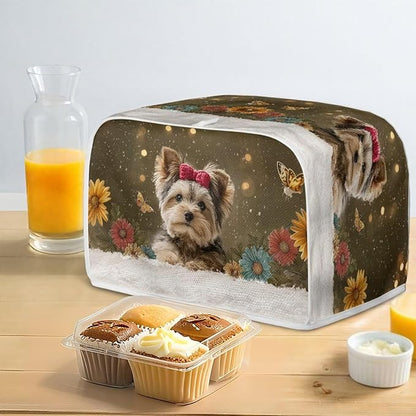 Yorkshire Terrier Printed Toaster Oven Cover 2 Slice Daisy Printed Bread Maker - Image 4