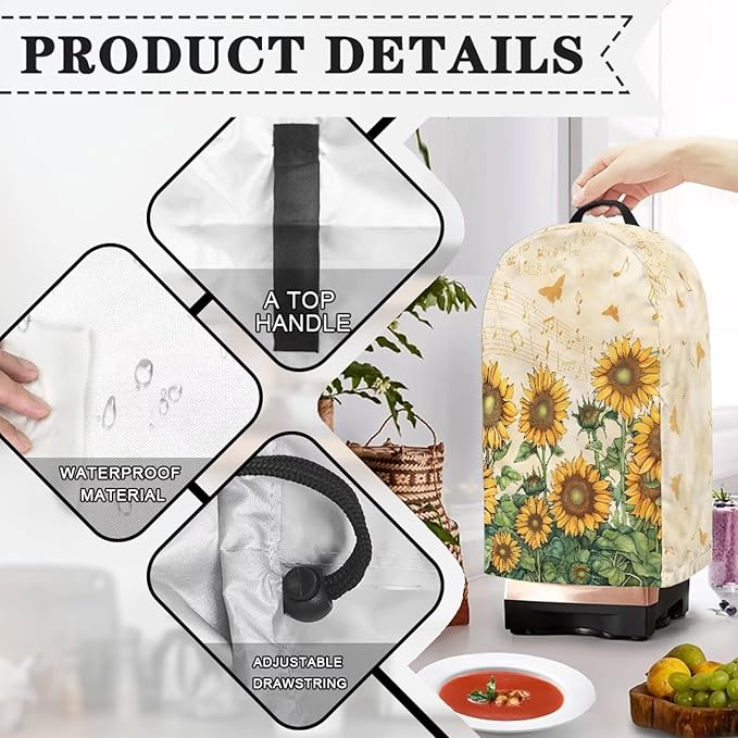 Butterfly Music Sunflower Blender Covers Food Processor Juicer Appliance Cover - Image 4