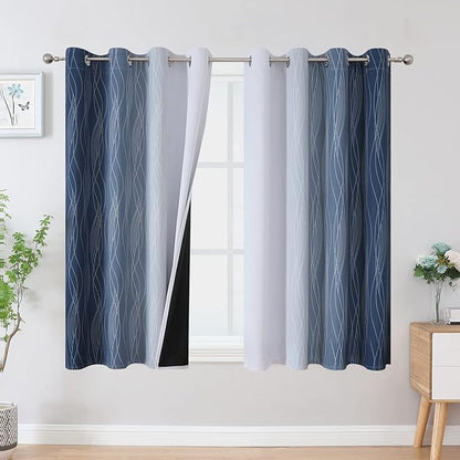 Estelar Textiler Full Room Darkening Greyish White and Navy Blue Blackout by ESTELARTEXTILER