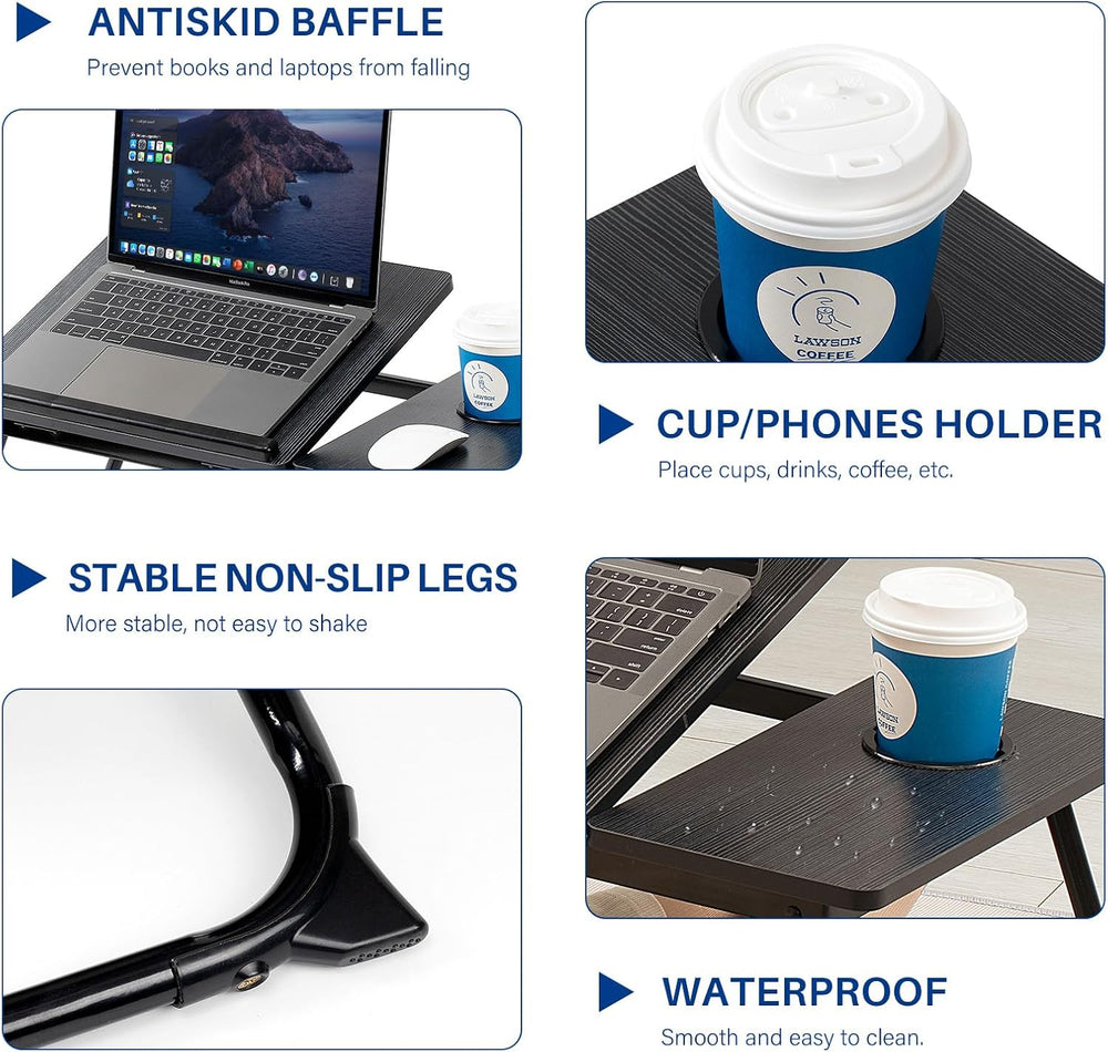 Laptop Desk for Bed Couch, Adjustable Foldable Bed Table with Cup Holder