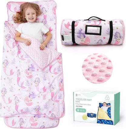 ACRABROS Toddler Nap Mat with Pillow and Blanket, Extra Large Rolled Napping by ACRABROS