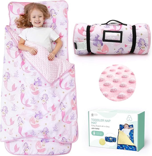 ACRABROS Toddler Nap Mat with Pillow and Blanket, Extra Large Rolled Napping by ACRABROS