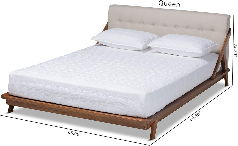 Baxton Studio Beds (Platform), Queen, Beige/Walnut