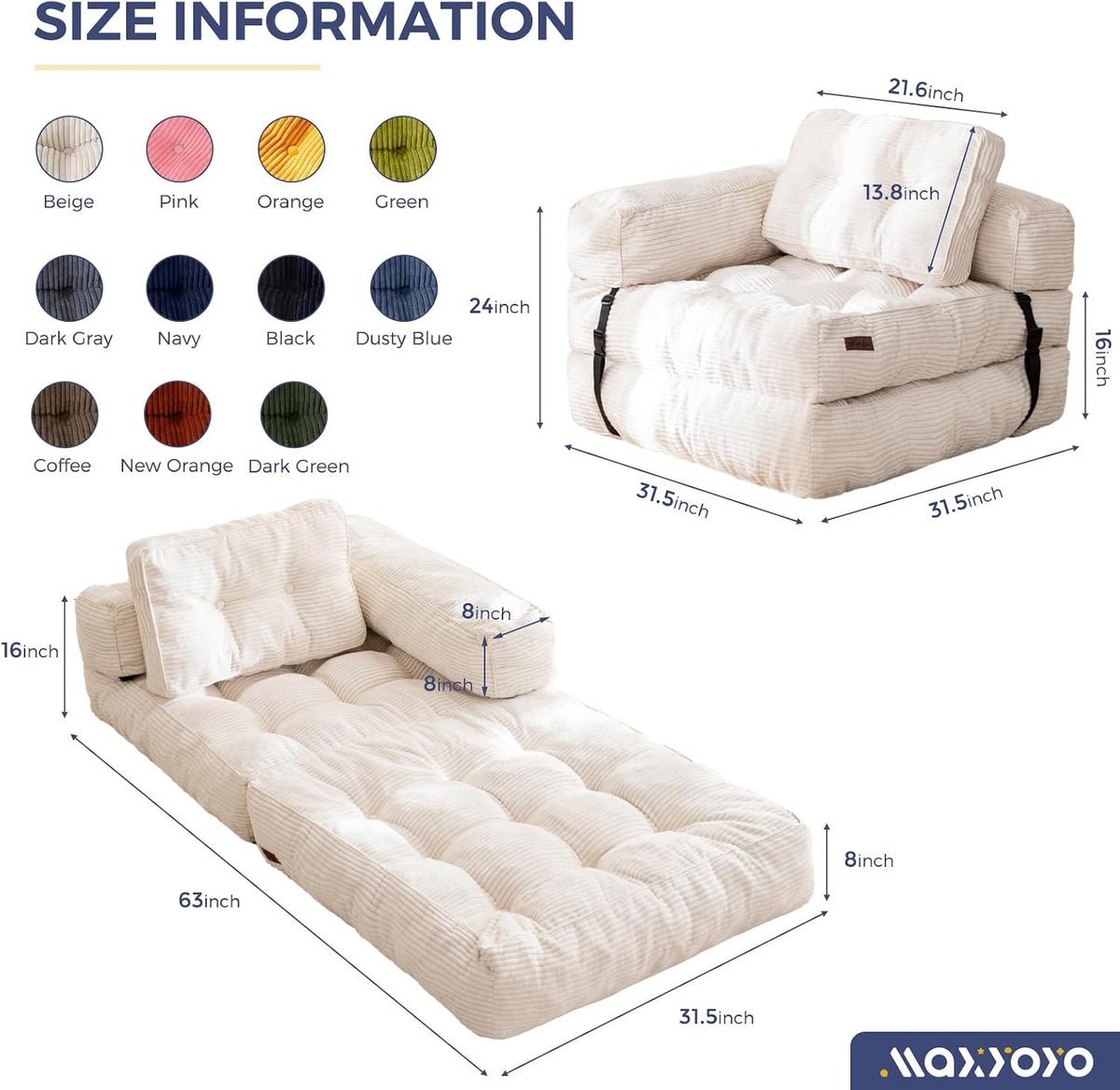 maxyoyo folding sofa bed, convertible chair bed with shown in use