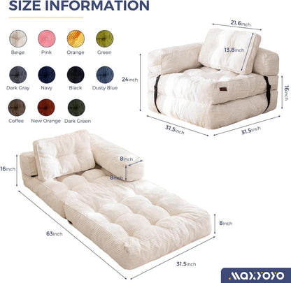 maxyoyo folding sofa bed, convertible chair bed with shown in use