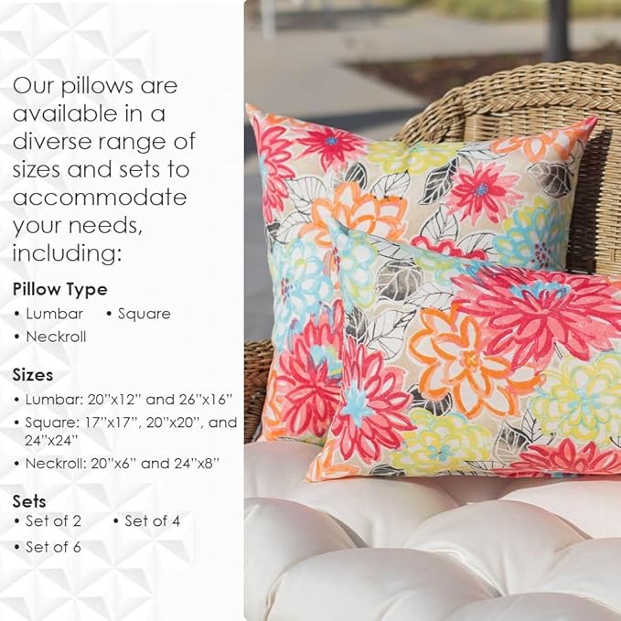 RSH Décor: Set of 4 Lumbar Throw Pillows | Indoor/Outdoor All Weather Polyester - Image 4