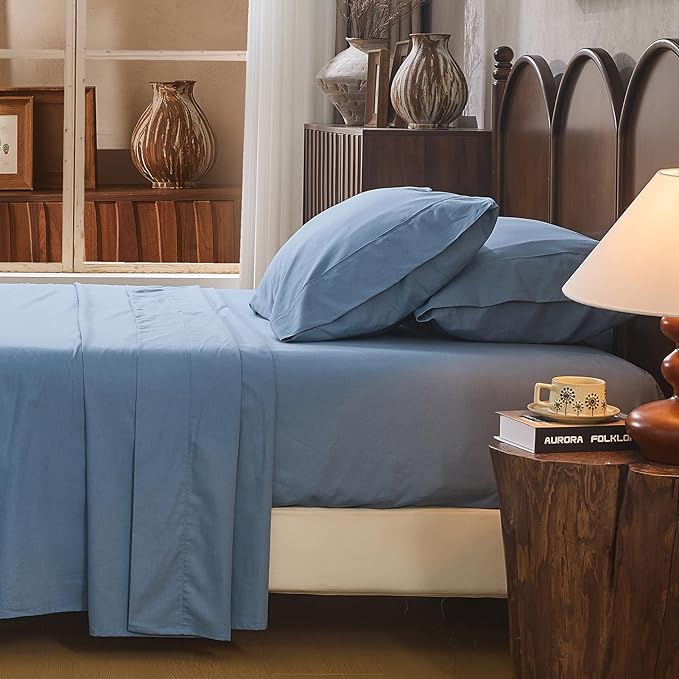 100% Linen Sheet Set King Size Extra Deep Pocket Fits 18-24 Inch Mattress by overket