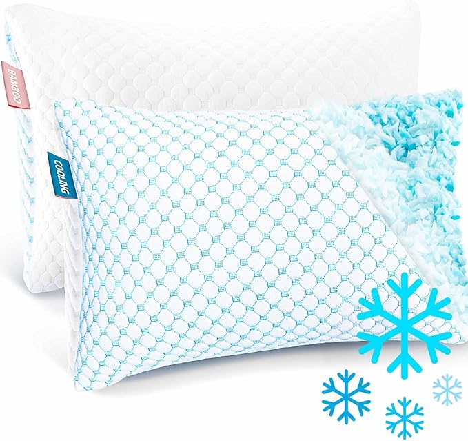 Nestl Cooling Pillow for Sleeping 2 Pack, Luxury Shredded Memory Foam Pillows by Nestl