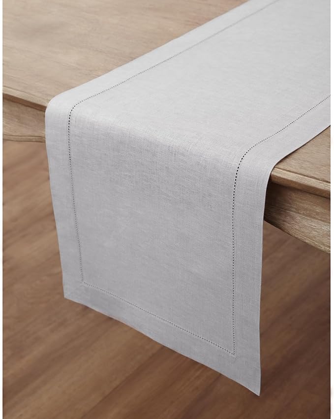 Solino Home Linen Soft Grey Table Runner 48 Inches - Image 3