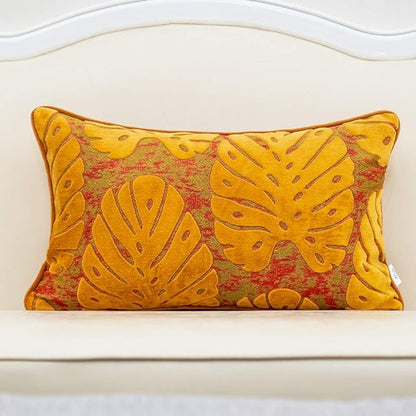 Alerfa 12 x 20 Inch Rectangle Leaf Pillow Embroidery Cut Velvet Cushion Case by Alerfa