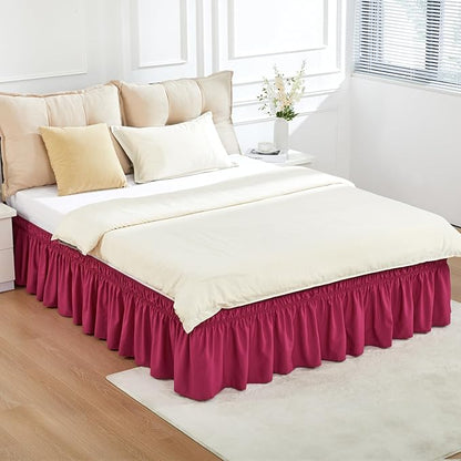 RIMELA Rose Purple Bed Skirt Queen Size 15 Inch Drop Elastic Wrap Around Dust - Image 7