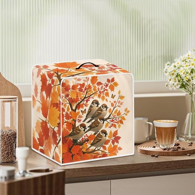 Coffee Maker Cover with Handle Maple Cardinal Dust Protection Washable Foldable - Image 3