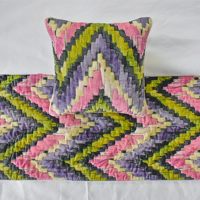 The HomeCentric King/Queen/Twin Pink & Purple Luxury CA King 86"x18" Bed Runner - Image 2