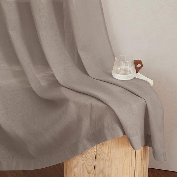 NICETOWN Sheer Linen Curtains for Windows 84 inch Length, Grommet Semi Balance - Image 8