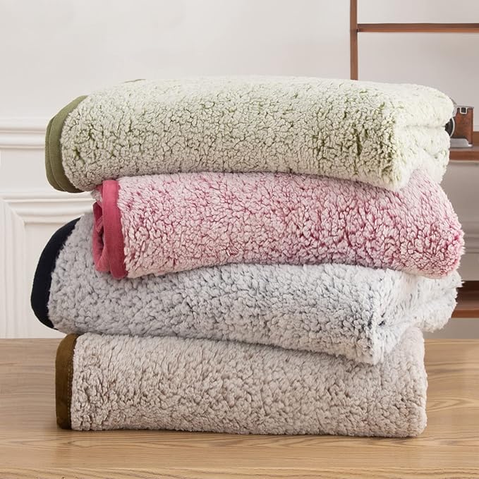 EMME Soft Sherpa Fleece Blanket Queen Size Reversible Plush Fluffy Large - Image 9