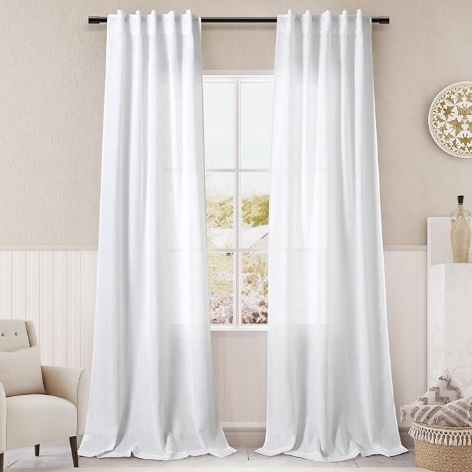 White Linen Curtains38x84 inches Long by Nanspring