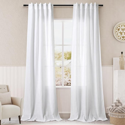 White Linen Curtains38x84 inches Long by Nanspring