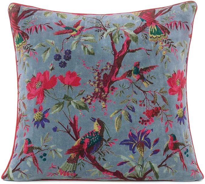 Eyes of India Boho Velvet Bird Print Throw Pillow Cover, Colorful Decorative by EyesofIndia