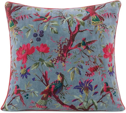 Eyes of India Boho Velvet Bird Print Throw Pillow Cover, Colorful Decorative by EyesofIndia
