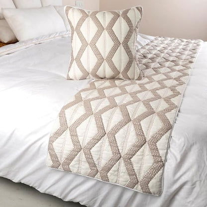 The HomeCentric Ivory Bed Runner, King Size 90"x18" Decorative Bed Runner - Image 5
