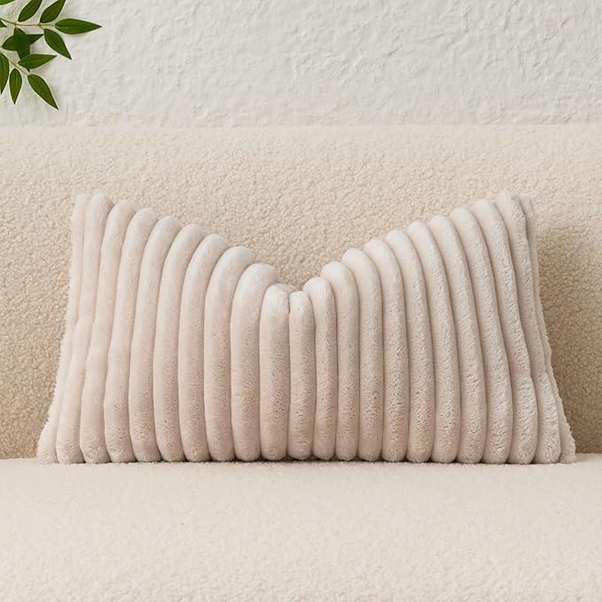 Kevin Textile Soft Plush 14x24 Inch Lumbar Pillow Cover 1 Pack, Luxury Fluffy by KevinTextile