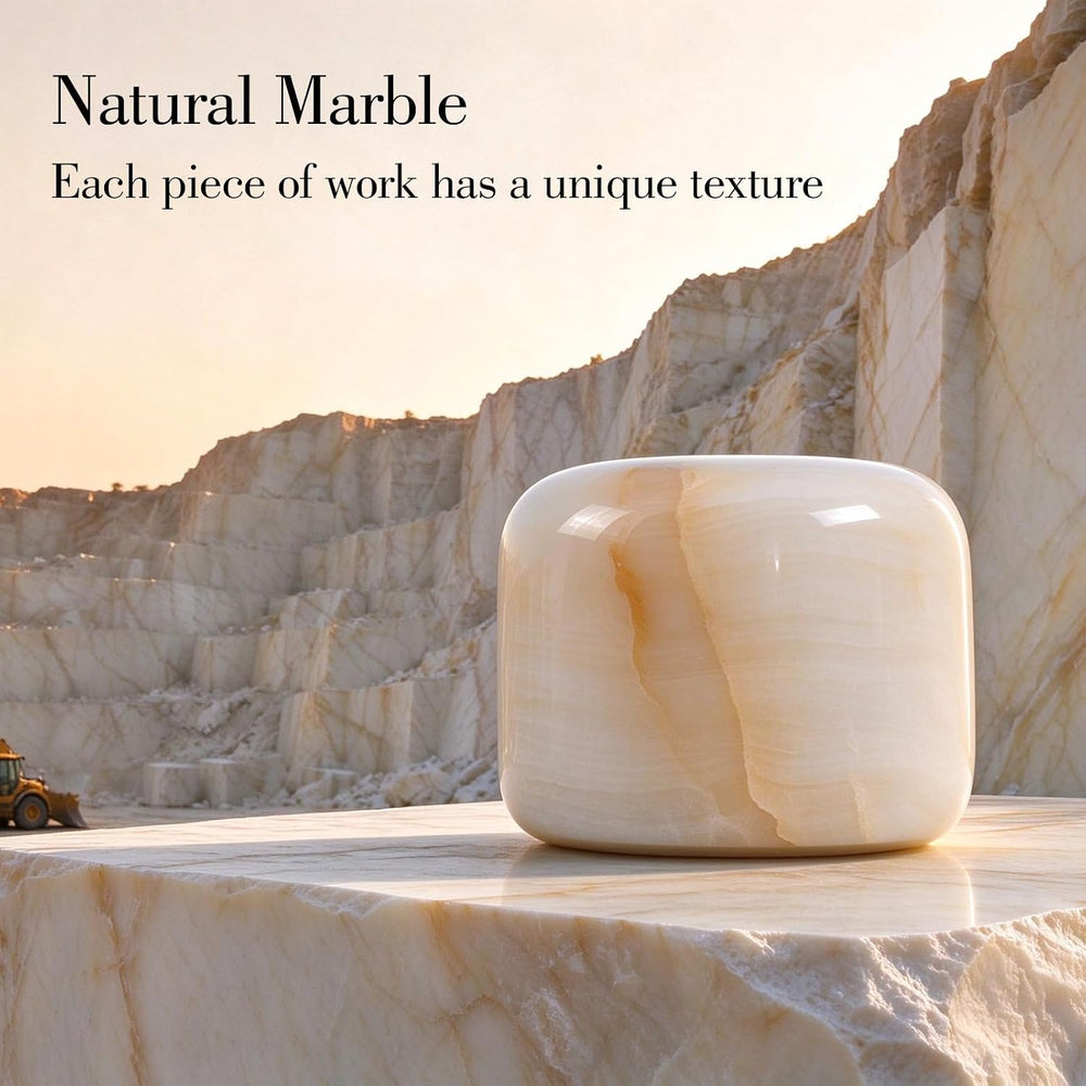 Natural Marble Touch Table Lamp, Cordless Bedside Pat Dimmable Night Light