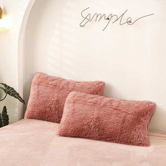 MorroMorn Decorative Pillows Covers, 2 Packs Faux Fur Pillow Cases, Luxury by MorroMorn