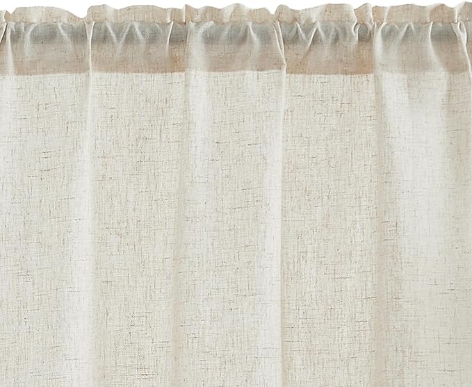 jinchan Beige Kitchen Curtains Linen Tier Curtains 24 Inch Farmhouse Cafe Drapes - Image 9