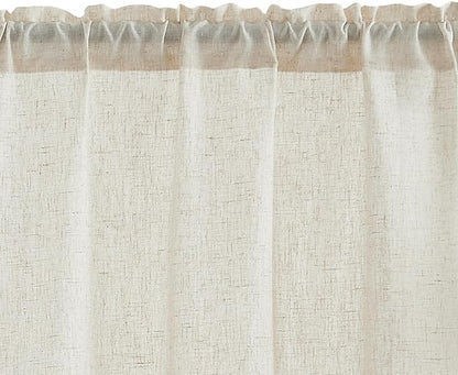 jinchan Beige Kitchen Curtains Linen Tier Curtains 24 Inch Farmhouse Cafe Drapes - Image 9