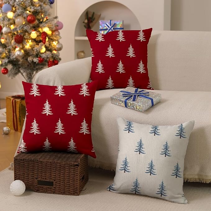 DFXSZ Christmas Pillow Covers 16x16 inch Set of 2 Christmas Tree Decorative Red - Image 4