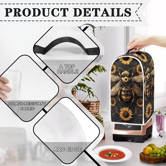 Talayituse Bee Sunflower Print Blender Dust Cover, Fingerprint Protection Cover - Image 4