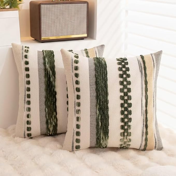 Boho Throw Pillow Covers 18x18 Set of 2 Christmas Decorative Cushion Case - Image 4