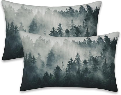 Misty Forest Throw Pillow Cover Case Foggy Forest Throw Pillows Set of 2 Super by Naqiuli