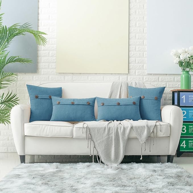 HWY 50 Smoke Blue Chenille Throw Pillow Covers 20x20 Inch - Image 6