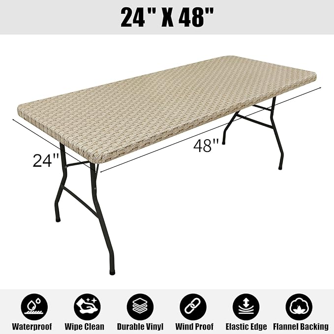 Smiry Rectangle Picnic Tablecloth, Wipeable Flannel Backed Table Covers - Image 6