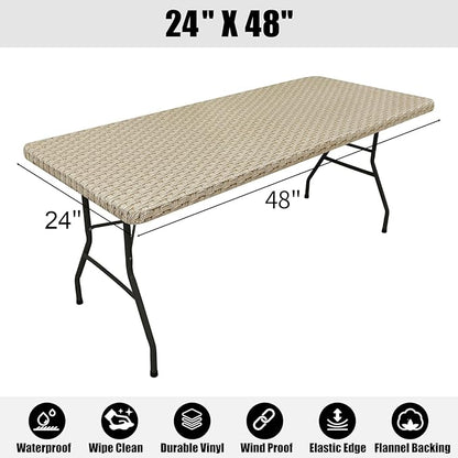 Smiry Rectangle Picnic Tablecloth, Wipeable Flannel Backed Table Covers - Image 6