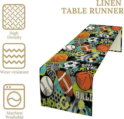Sport Soccer Table Runner Basketball Baseball Rugby Football Sports Game Days - Image 4