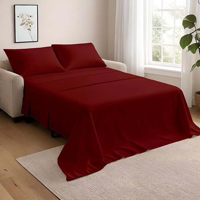 NON Sticky cotton Full Size Sleeper Sofa Sheets, 4 Piece Egyptian Cotton Bed by Non-StickyCotton
