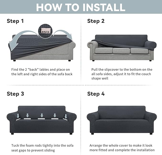 LURKA Stretch Oversized Sofa Slipcovers 1 Piece Couch Covers - Image 6