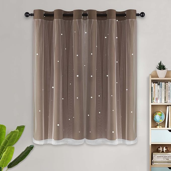 Kinryb 63 Inch Long Star Cut-Out Blackout Curtains - Image 3
