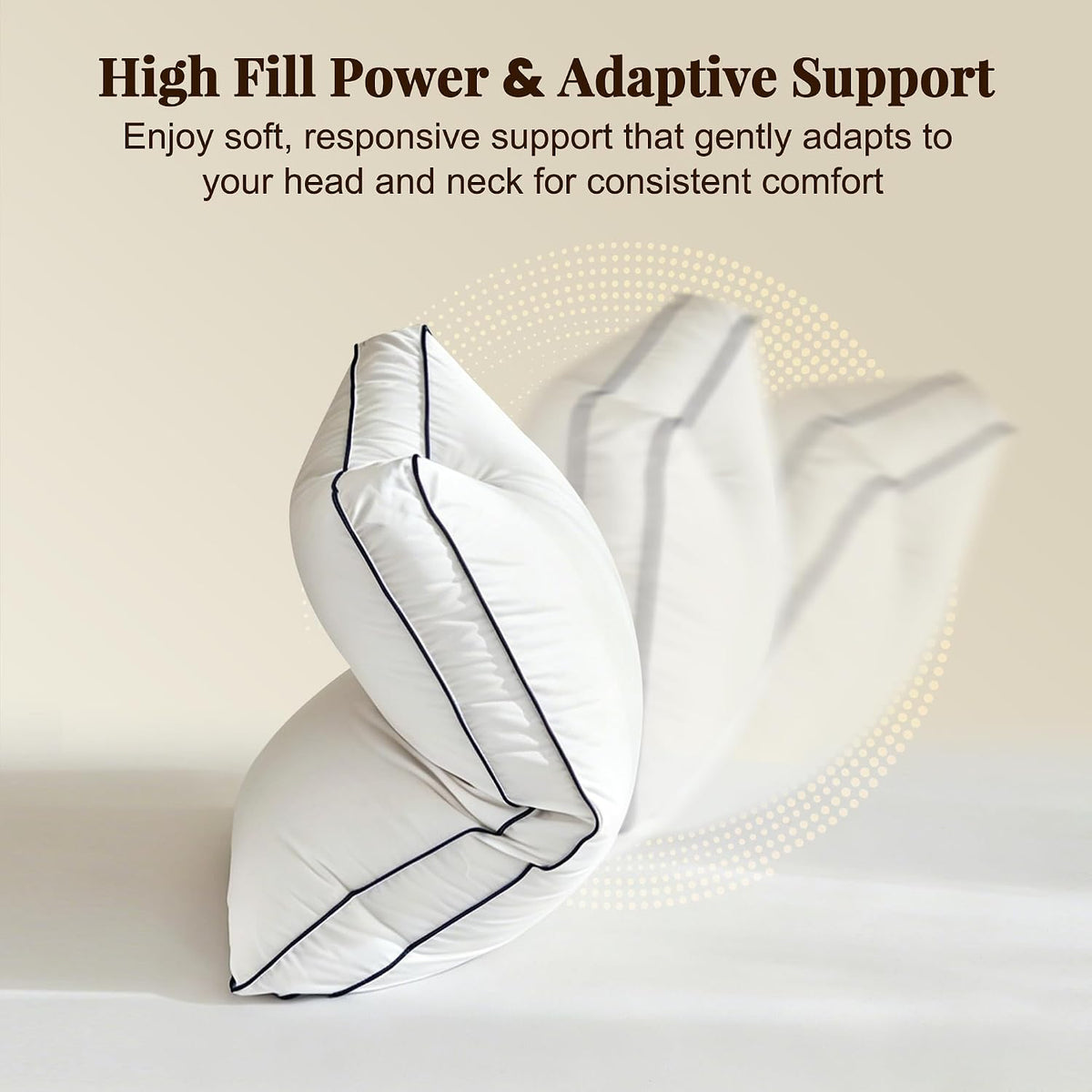 goose feather and down pillows queen size set, side view